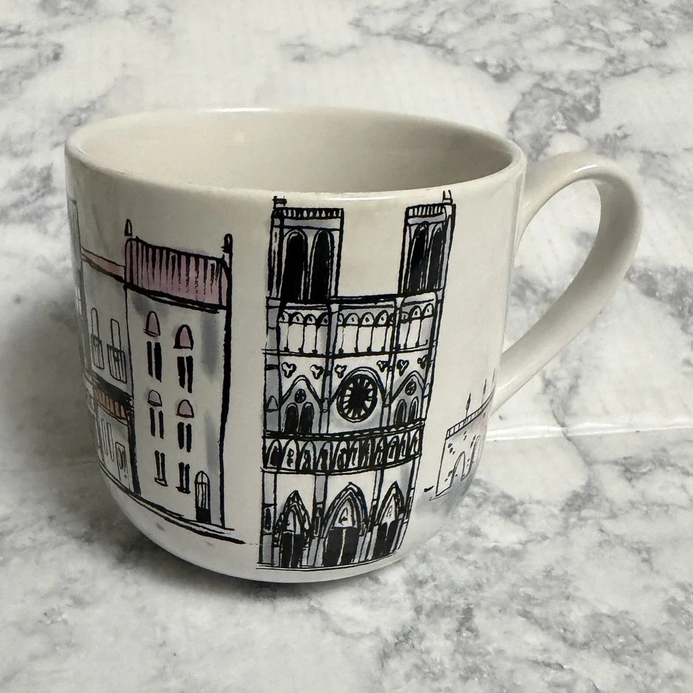 Sur La Table Notre Dame Cityscape Paris France Icon Illustration Coffee Mug 15oz